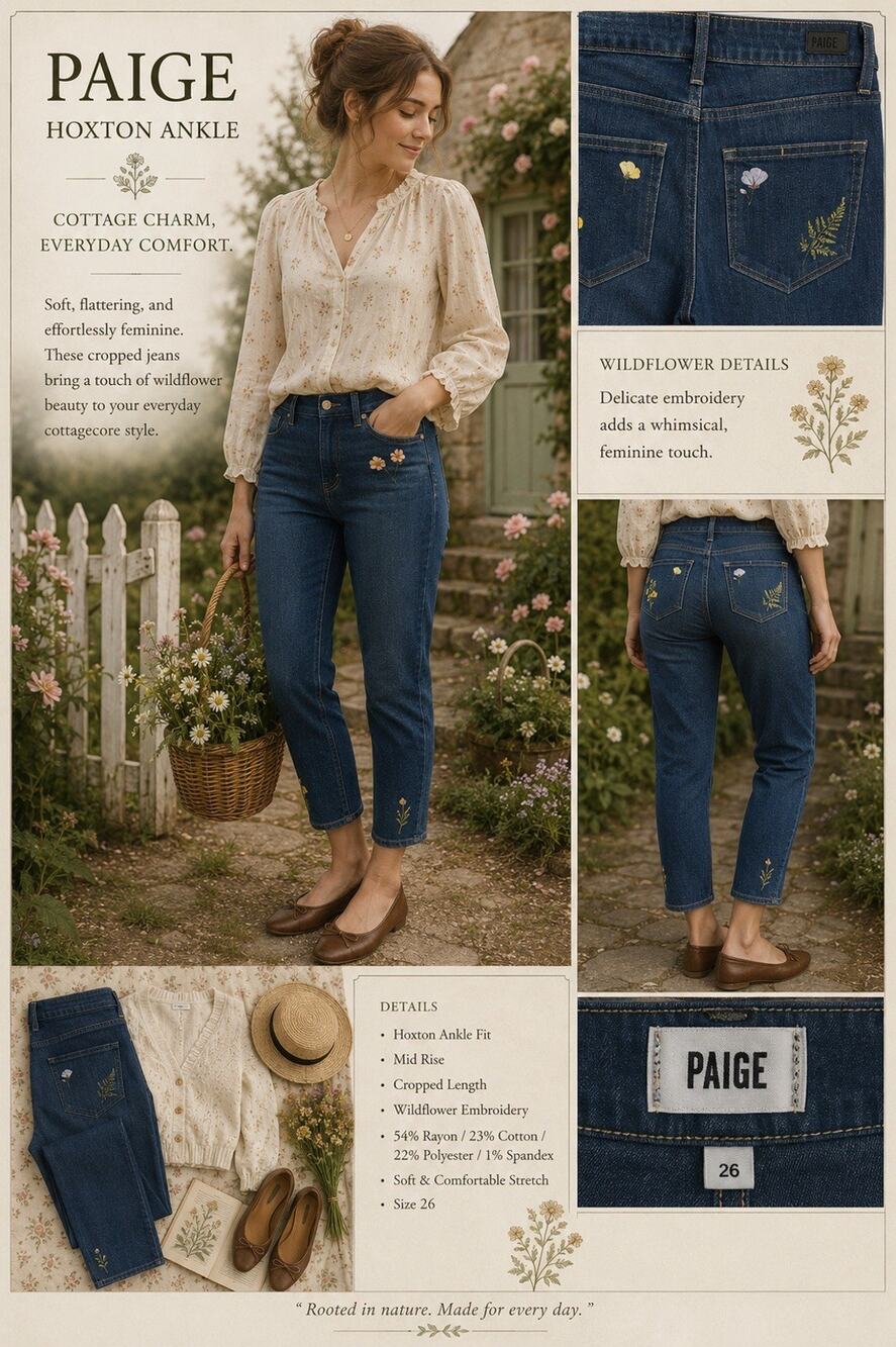 Paige Hoxton Ankle Floral DIY Skinny Jeans Women’s Size 26 Inseam 27